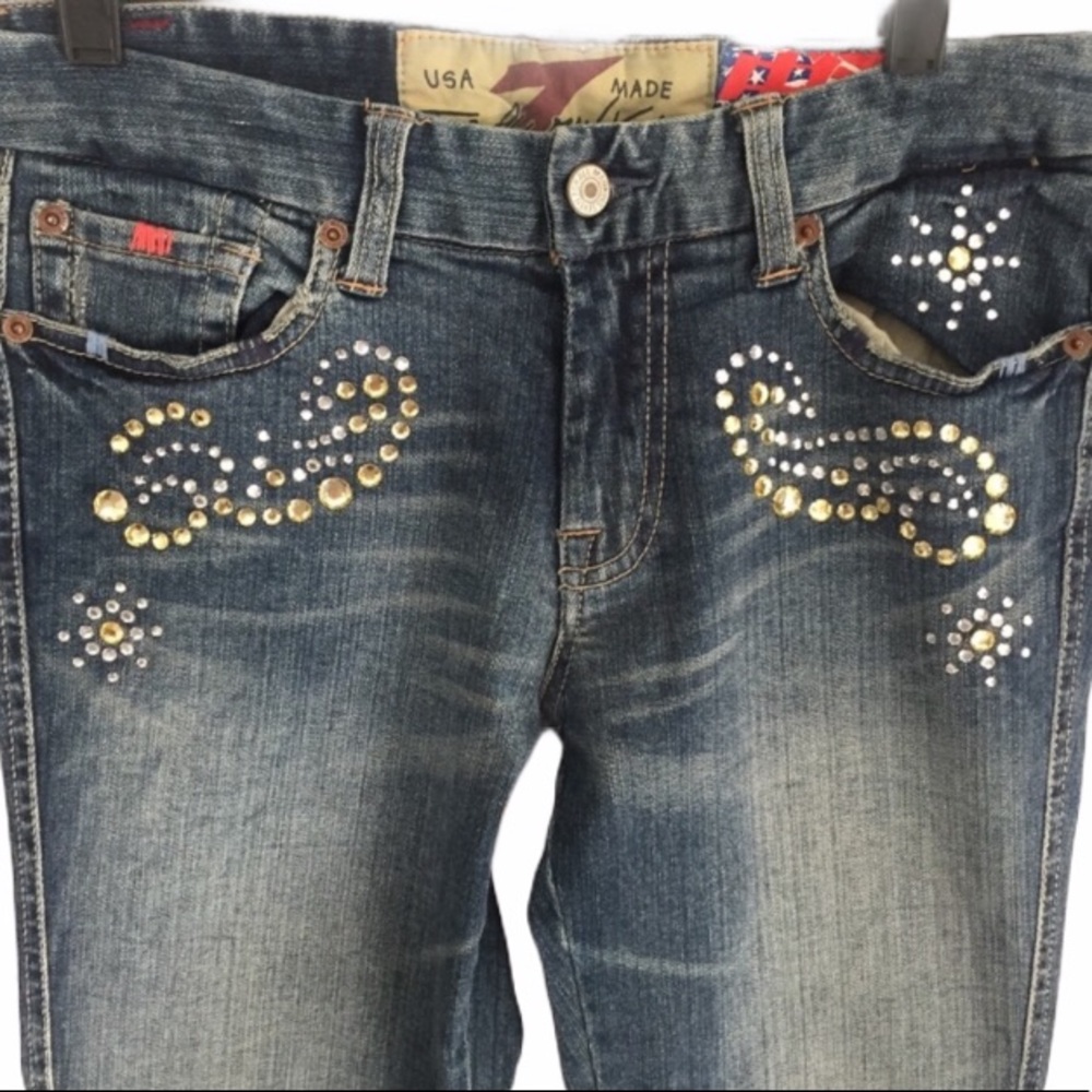 7 For All Mankind Denim Jeans with Gold Embellishments